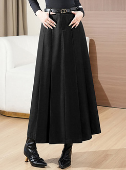 Commuter High Waisted Long Pleated Skirts