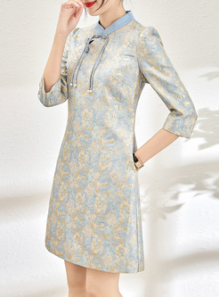 Textured Frogs Relief jacquard Shift Dresses