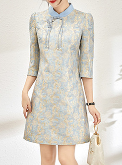 Textured Frogs Relief jacquard Shift Dresses