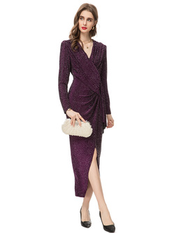Shiny Elastic Knitted Fabrics Cocktail Dresses