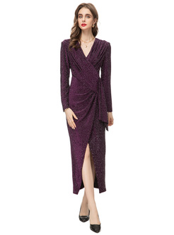 Shiny Elastic Knitted Fabrics Cocktail Dresses