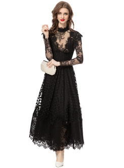 Court Lace Sheer Waisted Cocktail Dresses