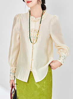 Heavyweight Embroidered Frogs Women Blouses