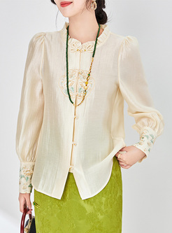 Heavyweight Embroidered Frogs Women Blouses