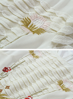 Puff Sleeve Embroidered Smocked Stylish Mini Dresses