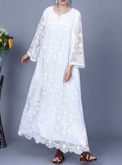 Loose Water Soluble Lace Maxi Dresses