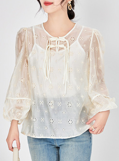 Thin Frogs Hollow Blouses & Cami Tops
