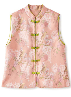 Jacquard of Branches and Birds Vests Women