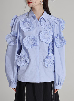 Fashion 3D Flower Single-Breasted Blouses