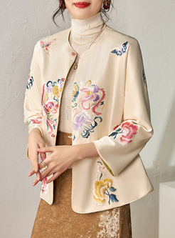 Single-Breasted Embroidered Women Coats