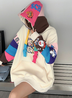 Relaxed Cartoon Colorful Hoodies Women