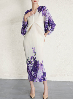 Classy Smocked Printed Batwing Dresses