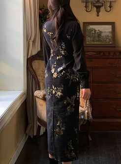 Heritage Bronzing Cheongsam Style Dresses