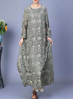 Microfiber Water Soluble Lace Maxi Dresses