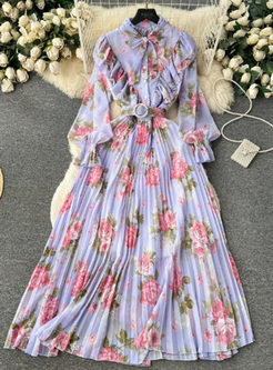 Sweet Rose Purfle Pleated Maxi Dresses