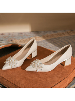 Elegant Satin Block Heels Shoes Women