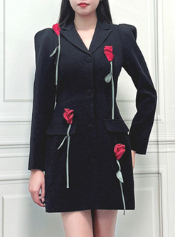 Fashion 3D Roses Blazer Dresses