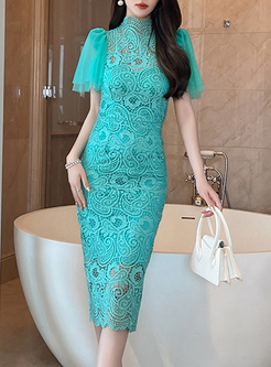 Hot Water Soluble Lace Bodycon Dresses 
