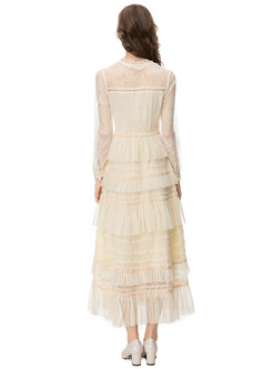 Luxe Lace Pleated Layer Frill Dresses