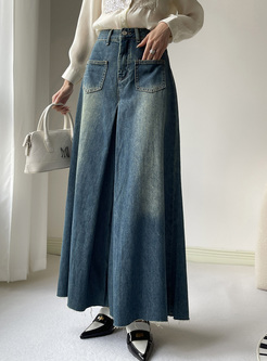 Retro Fur-Trimmed Baggy Jeans Women