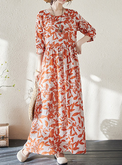 Resort Long Sleeve Printed Maxi Dresses