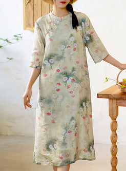 Hot Printed Cheongsam Style Dresses