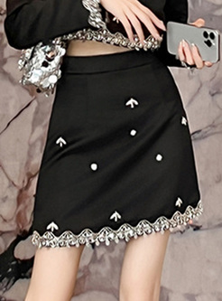 Chic Rhinestones Fringes Mini Skirts