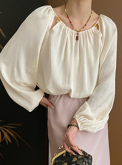 Traditional Jacquard Hollow Women Blouses