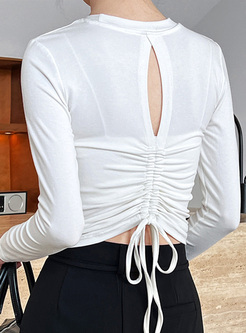 Thin Hollow Drawcord Tops Women