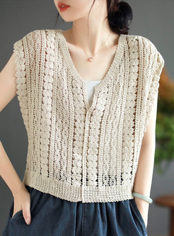 Brief Cotton Thread Knitting Women Vest