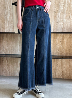 Fashion Burrs Wide Leg Jeans Women