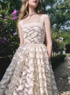 New 3D Flower Mesh Prom Dresses