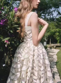 New 3D Flower Mesh Prom Dresses