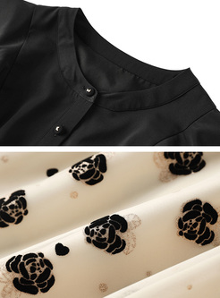 Premium Patch Ruffles Sleeve Camellia Dresses