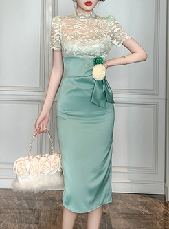 Pretty 3D Flower Lace Bodycon Dresses