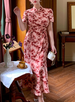 Heritage Mockneck Rose Peplum Dresses