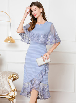 Shawl Collar Lace-Trimmed Dresses