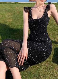 Sexy Backless Dot Chiffon Corset Dresses