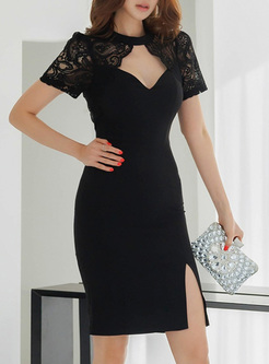 Sexy Hollow Lace Collar Pencil Dresses