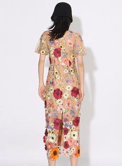 New 3D Flower V-Neck Corset Dresses