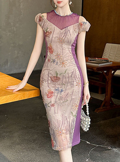 Vintage Flower Artificial Gem Corset Dresses
