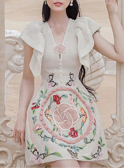 Fairy Embroidered Pearl Skater Dresses
