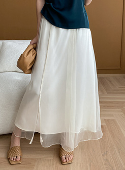 Elegant Mesh Elastic Waist Skirts