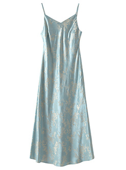 Elegant Satin Jacquard Slip Dresses