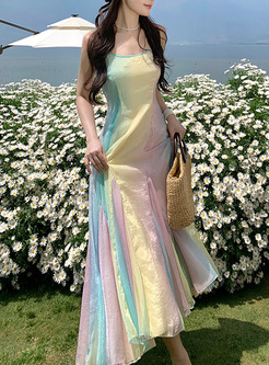 Fairy Colorful Gradient Long Beach Dresses