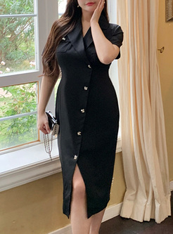 Bodycon Notched Collar Suit Dresses