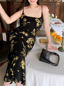 Elegant Gold Stamping Bodycon Dresses