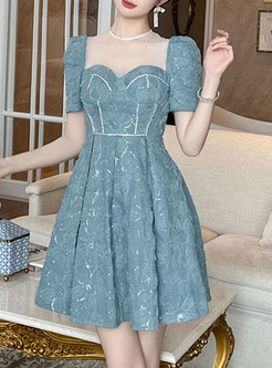 Pretty Puff Beaded Lace Skater Dresses