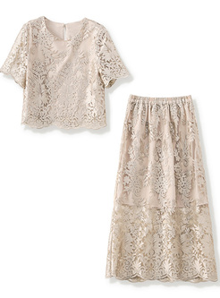 Luxe Lace Tops & Elastic Waist Midi Skirts