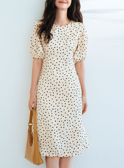 Brief Heart Printed Puff Skater Dresses